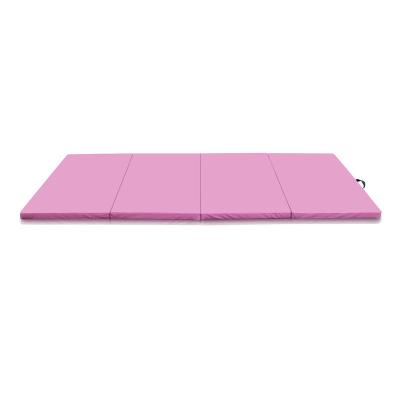 China Anti-Slip Durable Exercise Mat Yoga Gymnastics Aerobics Workout Fitness Floor Washable Waterproof Folding Mats with Carry Handles 8ft X 4ft 4 Panel Pink for sale