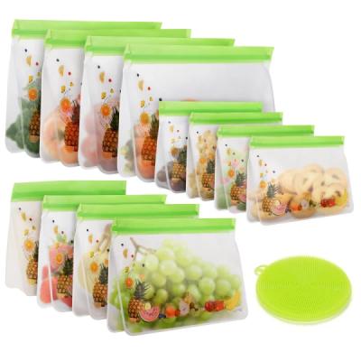 China Freshness Preservation Freezer Container Seal Seal Snack Lunch Bag Zipper Lock Cooking Reusable Kitchen Protector Zipper Silicone Food Storage Bag 12 Pack for sale