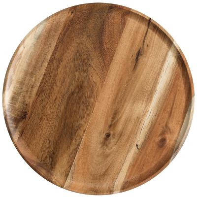 China Sustainable Acacia Round Wood Serving Dishes, Natural Dining Tableware For Sandwiches, Salad, Finger Foods, Cheese, Burgers, Appetizers for sale