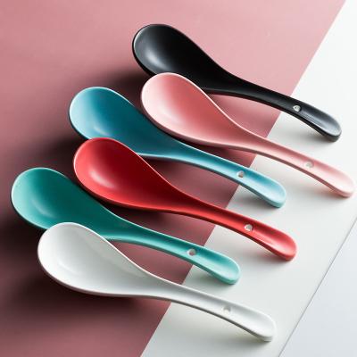 China Reusable Mini Porcelain Coffee Tea Ice Porcelain Yogurt Spoon High Quality Ceramic Viable Spoon Chinese Style Reusable Yogurt Spoon for sale