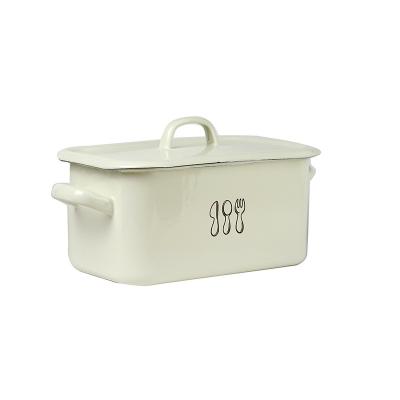 China Amazon Heatable Hot Bread Box Enamel Bread Bucket Storage Container Kitchen Countertop Metal With Lid Home Kitchen Storage Boxes And Bins for sale