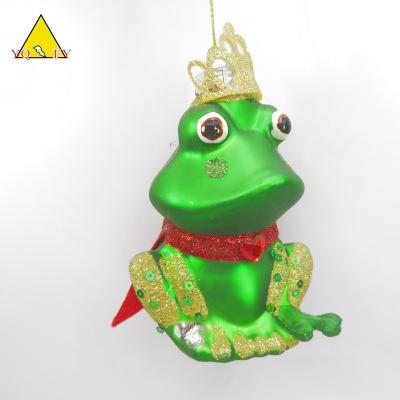 China Europe wholesales hanging hand glass frog painting decoration for sale