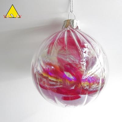 China Home Decoration Clear Glass Ball With Red Feather Inside for sale