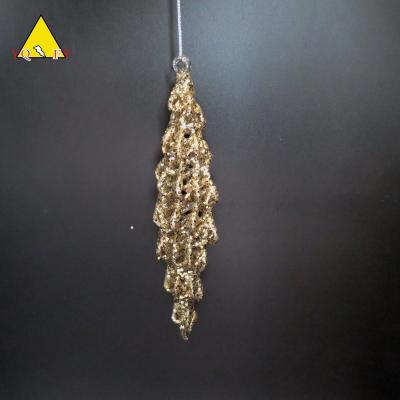 China Home decoration gold glass icicle with glitter for sale