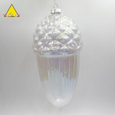 China Home Decoration White Glass Pinecone With Hanger for sale