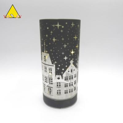 China Holiday decoration & Gift Model Different Size Customized Wholesale Glass Candle Holder With Led String Inside for sale