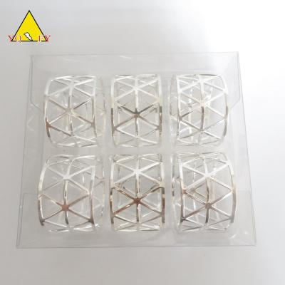 China Home Decoration Silver Napkin Ring Set Of 6 In PVC Box for sale