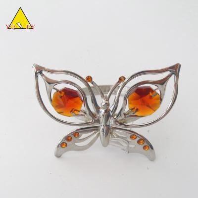 China Home Decoration Napkin Ring In Butterfly Shape With Diamond for sale