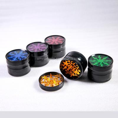 China Kitchen Anodized Aluminum Viewing Window 2.2inch Metal Herb Grinder Safety Smoking Engrave Logo Resign Useful Weed Custom 5 Pieces for sale