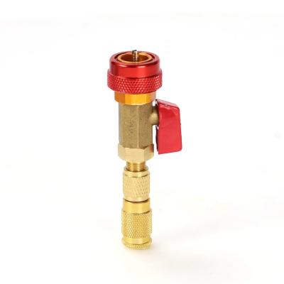 China Bottle opening valve Refrigerant Charging Hose Kit Manifold Gauge Self-sealing Can Tap Valve Manual Safety Valve for sale