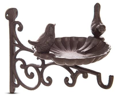 China Classic Cast Iron Bird Bath Feeder Garden Decor Vessel Seed Nuts Mealworms Water Planter Hanging Baskets Tray Wall Mounted Bracket For for sale