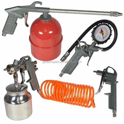 China Paint Spray Gun 5PC Air Spray Gun Tool Kit with Coiled Hose Nozzle and Connector for sale