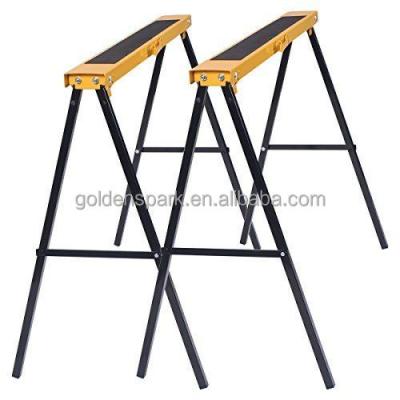 China Portable Folding Stand 2 PC Wood Cut Resistant Folding Saw Horse With Handle for sale