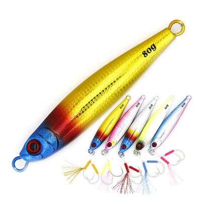 China Bright Alloy 40g 60g 80g Jig Lead Casting Long Fishing Lure Metal Jig Sinking Lure for sale