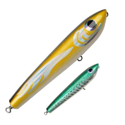 China Big Game 120g Wood 180mm Lure Stickbait Deep Sea Wooden Pencil Fishing Lure For GT for sale