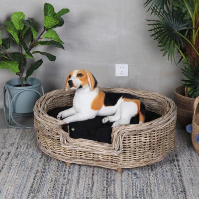 China Sustainable China Cheap Natural Seagrass Rattan Dog Bed House Pet Products for sale