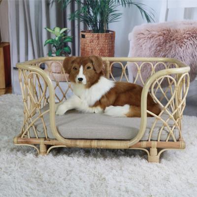 China Sustainable Factory Customized Plastic Rattan Dog Pet Sleeping Basket Bed for sale