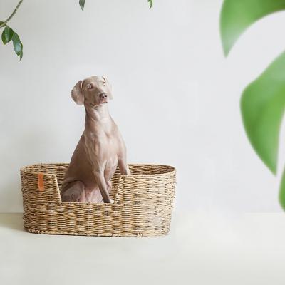 China Sustainable Luxury Handmade Wicker Natural Rattan Seagrass Dog Pet Bed Pet Products for sale