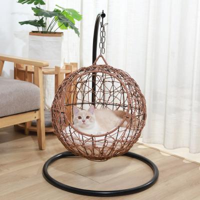 China Sustainable High Quality Indoor Breathable Pet Sofa Natural Wicker Pet Rattan Hammock Cat Nest for sale