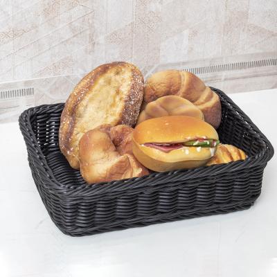 China Sustainable Top Quality Black Bread Rectangular Wicker Woven Rattan Storage Baskets for sale