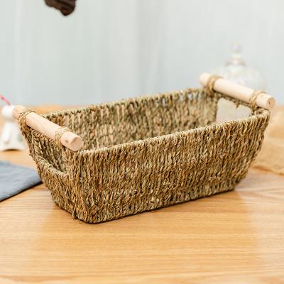 China Sustainable High Quality Large Wicker Natural Rattan Woven Boat Seagrass Storage Basket for sale