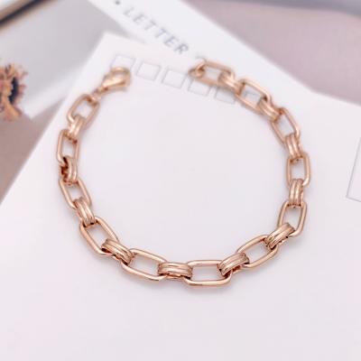 China Elegant Geometric Pure 18K Gold Chain Bracelet Jewelry For Women And Deliver Free Exquisite Jewelry Box Sample To New Customers for sale