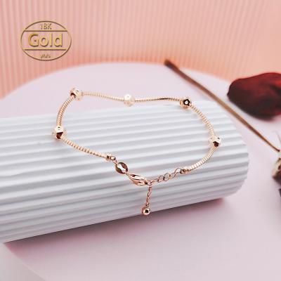 China GX Soild Elegant Real Gold Moissanite Or Bead Or Zircon Ball Bean Stud Dangle Bracelet For Jewelry Gift Set 1 for sale