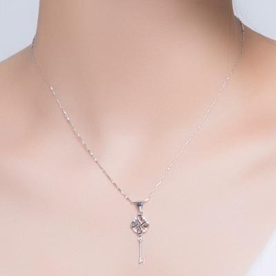 China GX 925 Sterling Silver Fashion Fine Color Zircon Crystal Gem Lock Love Heart Key Pendant Pure Romantic Or Necklace Jewelry Gift 1 for sale