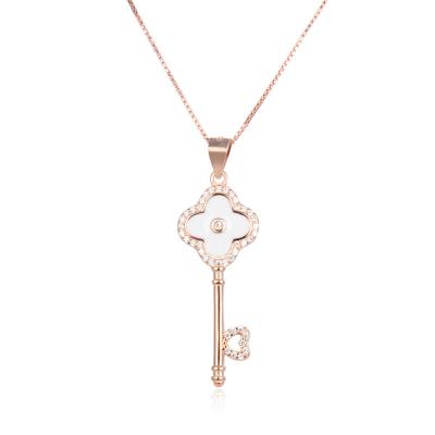 China GX 925 Sterling Silver Fashion Fine Color Zircon Crystal Gem Lock Love Heart Key Pendant Pure Romantic Or Necklace Jewelry Gift 3 for sale