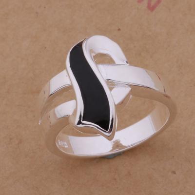 China TRENDY 925 Sliver Pattern Silver Plated Black Ladies Ring 2020 New Silver Jewelry 17201AR179 for sale