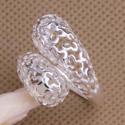 China FASHIONABLE Adjustable Size Exaggerated Hollow Silver Ring Women Wholesale Silver Jewelry for sale