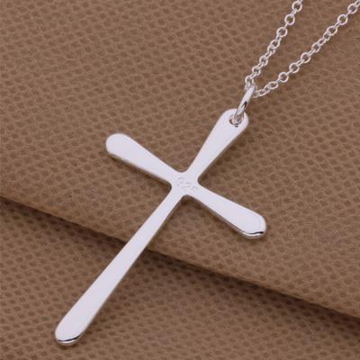 China Exquisite Fashion Trendy Women's Alloy Necklace Silver Plated Cross Pendant 202107246 for sale