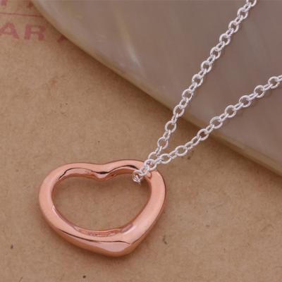 China Factory Wholesale FASHIONABLE Heart Shaped Pendant Alloy Ladies Silver Plated Jewelry With Chain 202108071 for sale