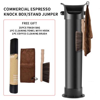 China Durable Size Jumbo ABS Plastic Espresso Bottom Kick Box Stand Jumper Commercial Floor Standing Coffee Big Trash Can for sale