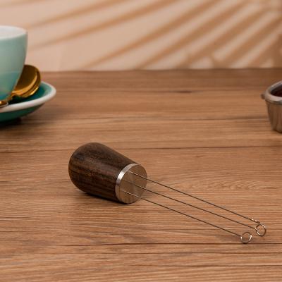 China Viable Coffee Accessories 51/54/58mm Wooden Coffee Portfilter Stainless Steel Needle Coffee Dispenser for sale