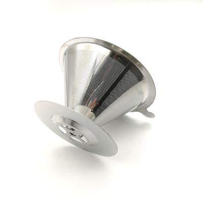 China Sustainable Reusable Food Grade Stainless Steel Coffee Filter Cone Strainer for sale