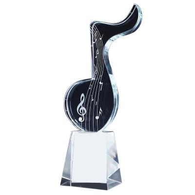 China Europe Crystal Trophy Custom Clef Music Note Trophy Music Competition Medals Music Trophy for sale