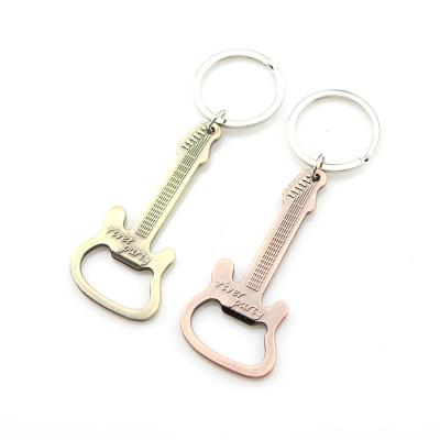 China China Manufacturer Music Lover Gift Professional Viable Guitar Shape Pendant KeyChains Beer Bottle Opener for sale