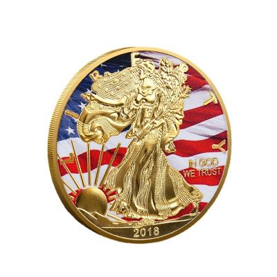 China 2018 Europe Liberty Eagle Commemorative Coin Crafts Collectibles Gold Plated Relief Statue for sale