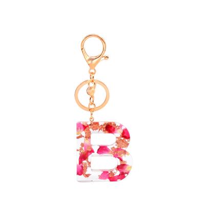 China Promotion Gift Letter Keychains Resin Key Chains Pendant Rings For Women Car Cute Acrylic Glitter Keyring Holder for sale