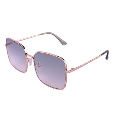 China Fashion Square JOSEEN Sunglasses Oversized Women Rectangle Gold Finish Shades Gradient Color Lens 2021 New Design Sunglasses With Leather Box for sale