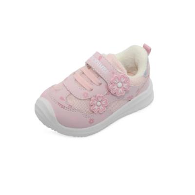 China Baby Flower Design Key Shoes Thermal Cute Winter Down Warm Soft Bottom Non-slip Pink Toddler Shoes for sale