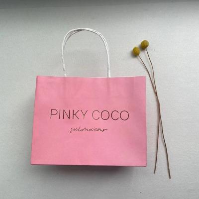 China Biodegradable Custom Pink Tote Bag Luxury Gift Clothing Paper Bag Gold Print Shopping Packaging Boutique Packaging Retail Bag With HandlePaper for sale