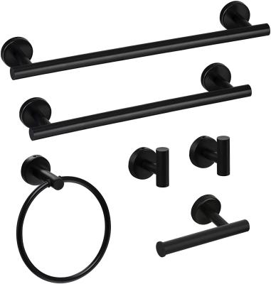 China Various Good Quality Durable 304 Stainless Steel Black Wall Shelf With Towel Rack for sale