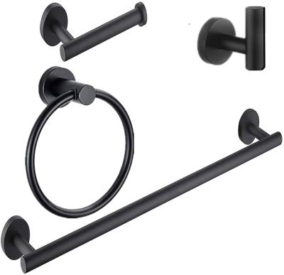 China Sustainable Good Selling Towel Rack Set Bathroom Accessories Luxury Towel Rack Stainless Steel Black for sale