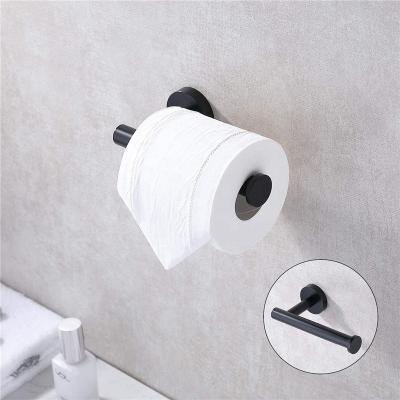 China Modern Black Bathroom Kitchen Storage Stainless Steel Toilet Paper Holder With Shelf for sale