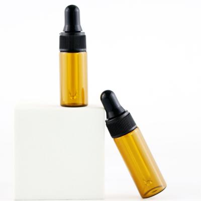 China Hot Sales 5ml 10ml 15ml 30ml Cosmetic Essential Oil Amber Glass Bottle With Euro Dropper Cap for sale