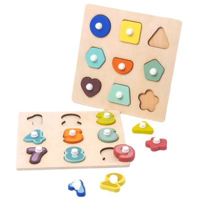 China DIY TOY Best Selling Baby Early Educational Hand Grip Alphabet and Number Puzzle Wooden Puzzle Toy For Formative Education for sale