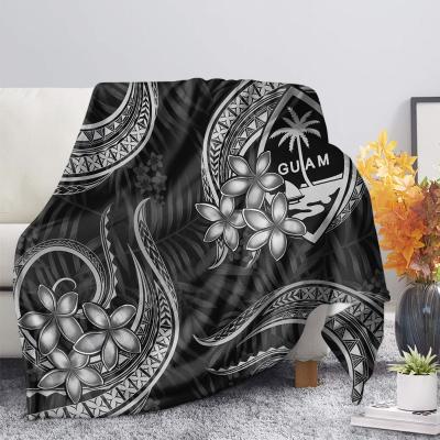 China Custom Fashion Designer Tribal Polynesian Anti-Static Blanket Floral Print Flannel Casual Baby Blanket for sale