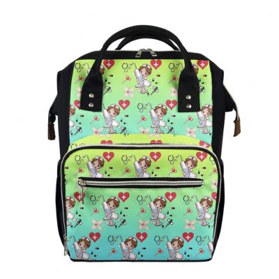 China Multicolor Nurse/Nursing Backpack Mother Bag 3D Custom Printed Outdoor Waterproof Travel Mum Bag Baby Care Diaper Backpack Tote Bag for sale